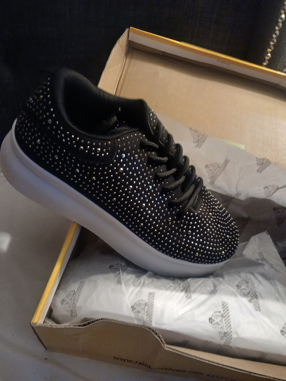 Black Rhinestone Platform Sneaker New 12